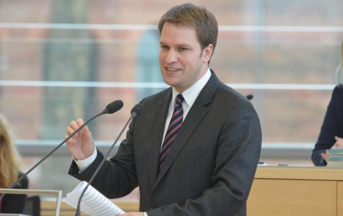Fraktionsvorsitzender der FDP, Christopher Vogt im Landtag Schleswig-Holstein