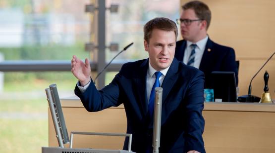 Fraktionsvorsitzender der FDP, Christopher Vogt im Landtag Schleswig-Holstein
